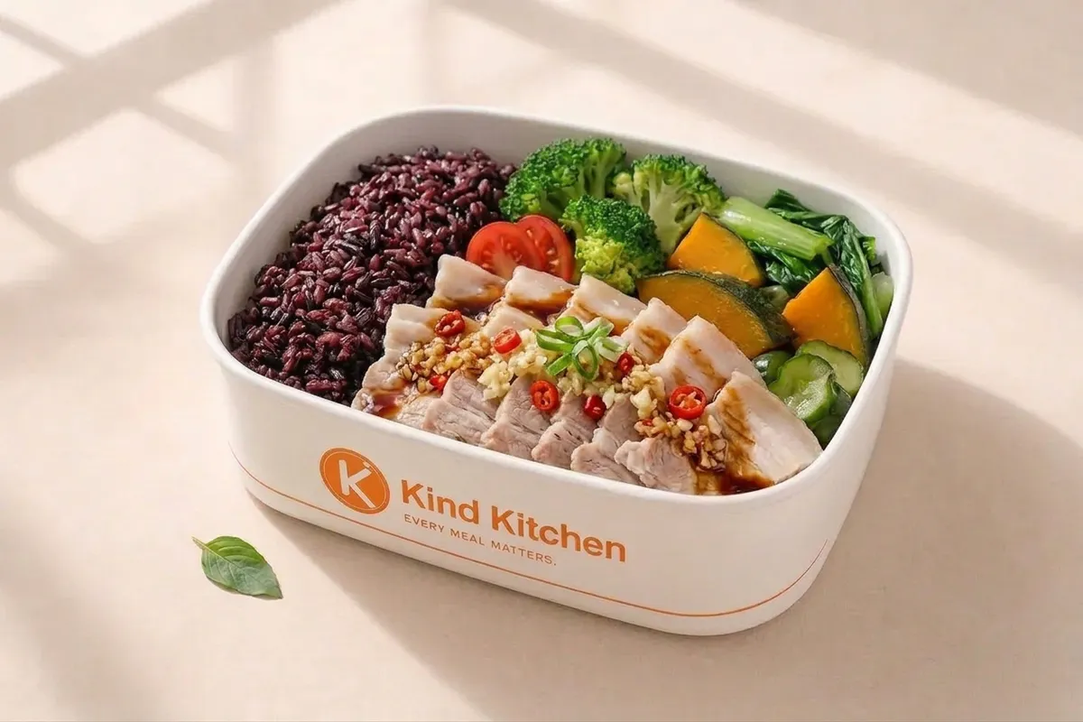 Kind Kitchen 蒜泥豬肉片紫米健康餐盒
